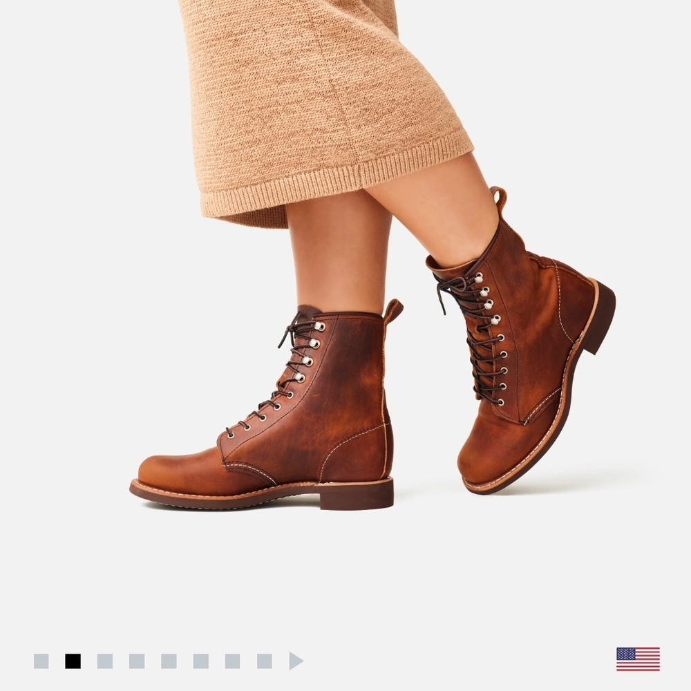 Womens REDWING SILVERSMITH Leather Lace-Up Boots - Picture 2 of 4